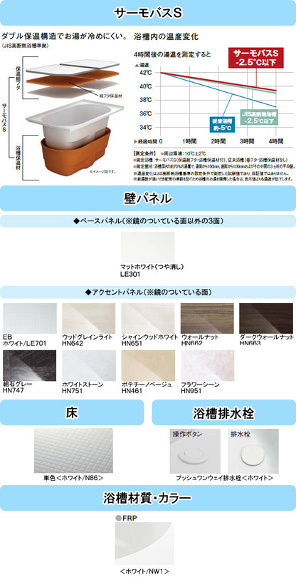 LIXIL リクシル システムバス リノビオP ●1116タイプ(浴室内寸法1100×1600mm)ユニットバス ●Pタイプ BKW-1116LBP マンション・アパート・賃貸向け